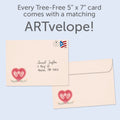 Load image into Gallery viewer, The envelope for Tree-Free’s Pet Angel Wings card, along with the following text: “Every Tree-Free 5x7 card comes with a matching ARTvelope!”