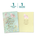 Load image into Gallery viewer, The cover and inside of Tree-Free’s Two Hearts card, along with the following text: “1 greeting card, 1 matching envelope”