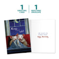 Load image into Gallery viewer, The cover and inside of Tree-Free’s Blanket Hogger card, along with the following text: “1 greeting card, 1 matching envelope”