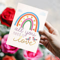 Load image into Gallery viewer, Lifestyle image(s) featuring Tree-Free’s Love Rainbow card