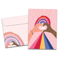 Load image into Gallery viewer, The cover of Tree-Free's Heart Rainbow card, along with its matching envelope.