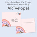 Load image into Gallery viewer, The envelope for Tree-Free’s Heart Rainbow card, along with the following text: “Every Tree-Free 5x7 card comes with a matching ARTvelope!”