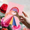 Load image into Gallery viewer, Lifestyle image(s) featuring Tree-Free’s Heart Rainbow card
