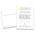 Load image into Gallery viewer, The cover of Tree-Free's New Boobs card, along with its matching envelope.