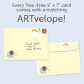 Load image into Gallery viewer, The envelope for Tree-Free’s Hello Baby card, along with the following text: “Every Tree-Free 5x7 card comes with a matching ARTvelope!”