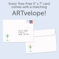 Load image into Gallery viewer, The envelope for Tree-Free’s Sip Sip Hooray card, along with the following text: “Every Tree-Free 5x7 card comes with a matching ARTvelope!”