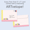 Load image into Gallery viewer, The envelope for Tree-Free’s Pretty Hoppy Bunny card, along with the following text: “Every Tree-Free 5x7 card comes with a matching ARTvelope!”