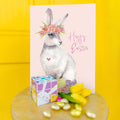 Load image into Gallery viewer, Lifestyle image(s) featuring Tree-Free’s Pretty Hoppy Bunny card