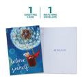 Load image into Gallery viewer, The cover and inside of Tree-Free’s Believe Mouse card, along with the following text: “1 greeting card, 1 matching envelope”