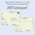 Load image into Gallery viewer, The envelope for Tree-Free’s Home Sweet Home card, along with the following text: “Every Tree-Free 5x7 card comes with a matching ARTvelope!”
