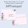 Load image into Gallery viewer, The envelope for Tree-Free’s Grateful Heart Floral card, along with the following text: “Every Tree-Free 5x7 card comes with a matching ARTvelope!”