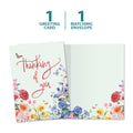 Load image into Gallery viewer, The cover and inside of Tree-Free’s Rainbow Florals card, along with the following text: “1 greeting card, 1 matching envelope”
