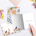 Load image into Gallery viewer, The inside of Tree-Free’s Bright Little Note card, with the cover and envelope in the background.