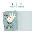 Load image into Gallery viewer, The cover and inside of Tree-Free’s Beautiful Peace card, along with the following text: “1 greeting card, 1 matching envelope”