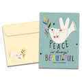 Load image into Gallery viewer, The cover of Tree-Free's Beautiful Peace card, along with its matching envelope.