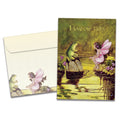 Load image into Gallery viewer, The cover of Tree-Free's Fairy and Frog card, along with its matching envelope.