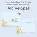 Load image into Gallery viewer, The envelope for Tree-Free’s Little And Fierce card, along with the following text: “Every Tree-Free 5x7 card comes with a matching ARTvelope!”