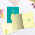 Load image into Gallery viewer, The inside of Tree-Free’s Bananas For You card, with the cover and envelope in the background.
