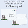 Load image into Gallery viewer, The envelope for Tree-Free’s Forest Friends card, along with the following text: “Every Tree-Free 5x7 card comes with a matching ARTvelope!”