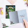 Load image into Gallery viewer, The inside of Tree-Free’s Forest Friends card, with the cover and envelope in the background.