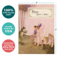 Load image into Gallery viewer, The cover of Tree-Free’s Forget the Fairytale card with lines demonstrating its 5x7 dimensions, along with the following text: “100% PCW recycled paper, proudly made in the USA, sustainably printed on extra-thick card stock”
