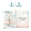 Load image into Gallery viewer, The cover and inside of Tree-Free’s Tended Relationships card, along with the following text: “1 greeting card, 1 matching envelope”