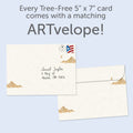 Load image into Gallery viewer, The envelope for Tree-Free’s Not All Who Wander card, along with the following text: “Every Tree-Free 5x7 card comes with a matching ARTvelope!”