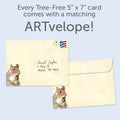 Load image into Gallery viewer, The envelope for Tree-Free’s Nuts Squirrel card, along with the following text: “Every Tree-Free 5x7 card comes with a matching ARTvelope!”