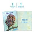 Load image into Gallery viewer, The cover and inside of Tree-Free’s Owl Celebration card, along with the following text: “1 greeting card, 1 matching envelope”