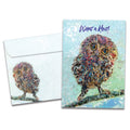 Load image into Gallery viewer, The cover of Tree-Free's Owl Celebration card, along with its matching envelope.