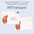Load image into Gallery viewer, The envelope for Tree-Free’s Squirrel Nuts card, along with the following text: “Every Tree-Free 5x7 card comes with a matching ARTvelope!”
