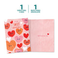 Load image into Gallery viewer, The cover and inside of Tree-Free’s Happy Hearts card, along with the following text: “1 greeting card, 1 matching envelope”