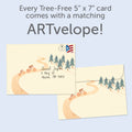 Load image into Gallery viewer, The envelope for Tree-Free’s Bike Adventure card, along with the following text: “Every Tree-Free 5x7 card comes with a matching ARTvelope!”