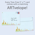Load image into Gallery viewer, The envelope for Tree-Free’s Spring Meadow card, along with the following text: “Every Tree-Free 5x7 card comes with a matching ARTvelope!”