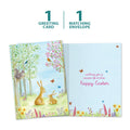 Load image into Gallery viewer, The cover and inside of Tree-Free’s Spring Meadow card, along with the following text: “1 greeting card, 1 matching envelope”