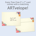 Load image into Gallery viewer, The envelope for Tree-Free’s Irreplaceable Flowers card, along with the following text: “Every Tree-Free 5x7 card comes with a matching ARTvelope!”