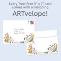 Load image into Gallery viewer, The envelope for Tree-Free’s Fence and Garden card, along with the following text: “Every Tree-Free 5x7 card comes with a matching ARTvelope!”