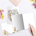 Load image into Gallery viewer, The inside of Tree-Free’s Fence and Garden card, with the cover and envelope in the background.