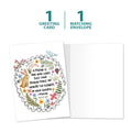 Load image into Gallery viewer, The cover and inside of Tree-Free’s Fence and Garden card, along with the following text: “1 greeting card, 1 matching envelope”