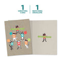 Load image into Gallery viewer, The cover and inside of Tree-Free’s Cheerleader Cats card, along with the following text: “1 greeting card, 1 matching envelope”