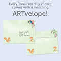 Load image into Gallery viewer, The envelope for Tree-Free’s Woodland Welcome card, along with the following text: “Every Tree-Free 5x7 card comes with a matching ARTvelope!”