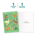 Load image into Gallery viewer, The cover and inside of Tree-Free’s Woodland Welcome card, along with the following text: “1 greeting card, 1 matching envelope”