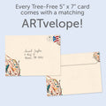 Load image into Gallery viewer, The envelope for Tree-Free’s Healing Nature card, along with the following text: “Every Tree-Free 5x7 card comes with a matching ARTvelope!”