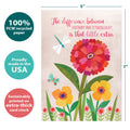 Load image into Gallery viewer, The cover of Tree-Free’s Be Your Vibrant Self card with lines demonstrating its 5x7 dimensions, along with the following text: “100% PCW recycled paper, proudly made in the USA, sustainably printed on extra-thick card stock”