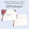 Load image into Gallery viewer, The envelope for Tree-Free’s Halfway There card, along with the following text: “Every Tree-Free 5x7 card comes with a matching ARTvelope!”