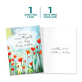 Load image into Gallery viewer, The cover and inside of Tree-Free’s Caring Thoughts card, along with the following text: “1 greeting card, 1 matching envelope”
