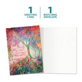 Load image into Gallery viewer, The cover and inside of Tree-Free’s Colorful Kindness card, along with the following text: “1 greeting card, 1 matching envelope”