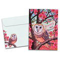 Load image into Gallery viewer, The cover of Tree-Free's Owl Ways and Forever card, along with its matching envelope.