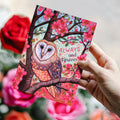 Load image into Gallery viewer, Lifestyle image(s) featuring Tree-Free’s Owl Ways and Forever card