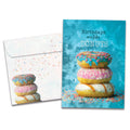 Load image into Gallery viewer, The cover of Tree-Free's How Many Donuts card, along with its matching envelope.